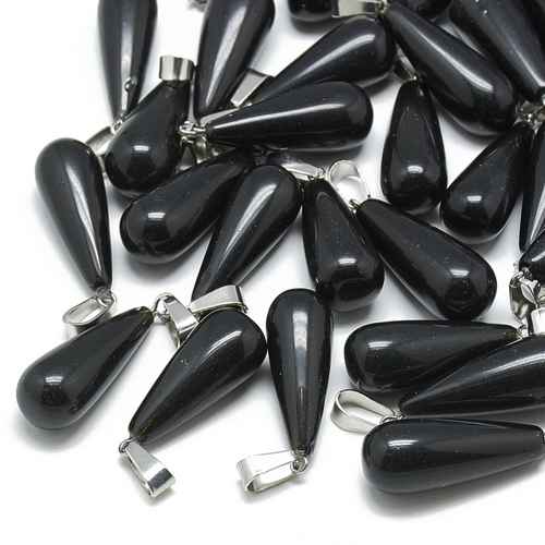 Black agate, drop pendant, 10x30mm; per 5 pcs