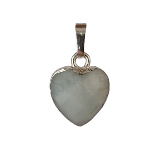 Pendant heart shape 12mm, Moonstone, silver colored; per 2 pcs