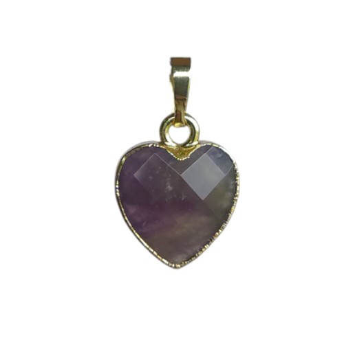 Pendant heart 12mm, Amethyst, goldcolor; per 2 pcs - Click Image to Close