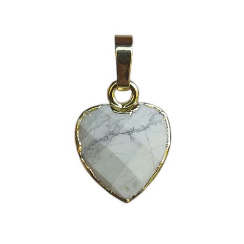 Pendant heart shape 12mm, White howlite, gold colored; per 2 pcs - Click Image to Close