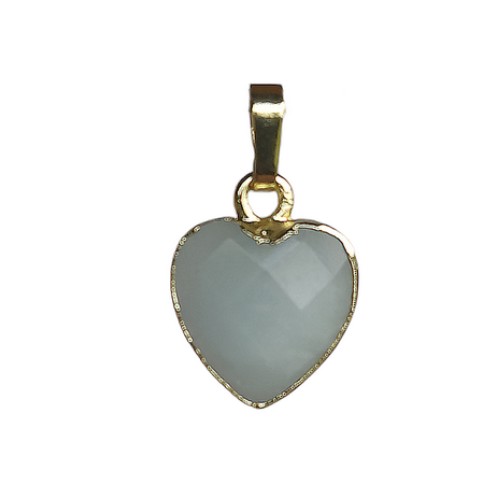 Pendant heart shape 12mm, Moonstone, gold colored; per 2 pcs