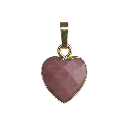 Pendant heart shape 12mm, Rhodonite, gold colored; per 2 pcs - Click Image to Close