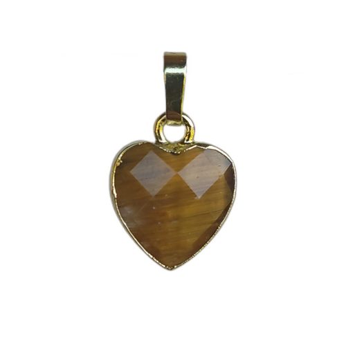 Pendant heart shape 12mm, Tiger eye, gold colored; per 2 pcs - Click Image to Close