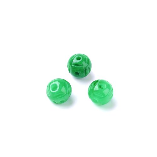 Guru kraal, Jade, dyed groen, 7mm met 3 rijggaten; per 5 stuks