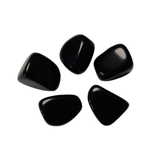 Zwarte obsidiaan, knuffelsteentje 20-30mm; per 5 stuks