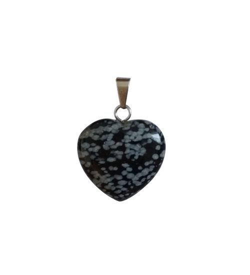 Sneeuwvlok obsidiaan, hangertje hartvorm, 20mm; per 5 stuks