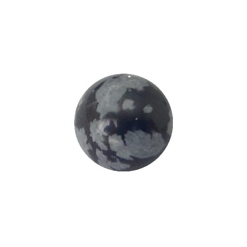 Sneeuwvlok Obsidiaan, rond, zonder rijggat, 8mm; per 5 stuks