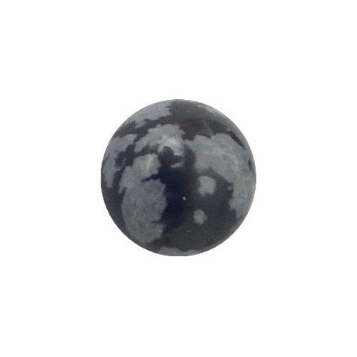 Sneeuwvlok Obsidiaan, rond, zonder rijggat, 10mm; per 5 stuks