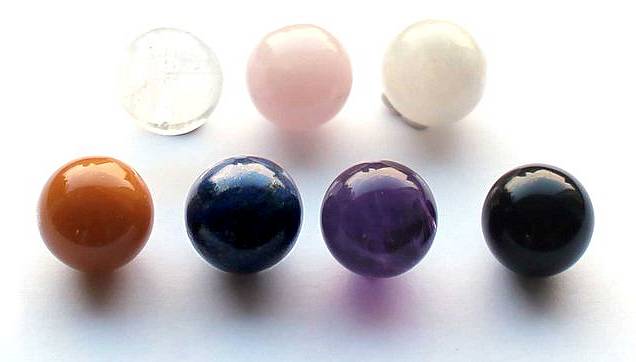 Set of 7 gemstone spheres 16mm; per 7 sets