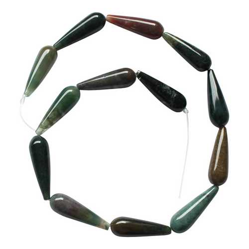 Indian Agate, drop, 10x30mm; per 40cm string