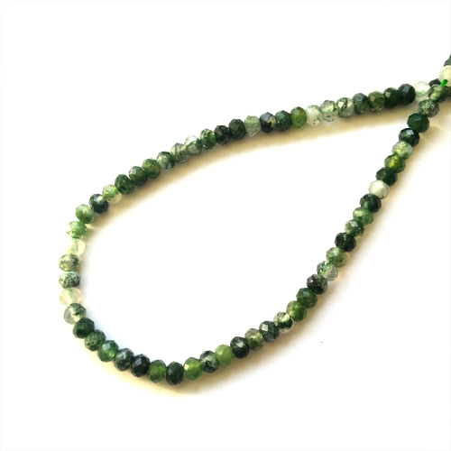 Moss Agate, 3x4mm, facet; per 40cm string