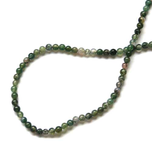 Moss Agate, round, 6mm; per 40cm string - Click Image to Close