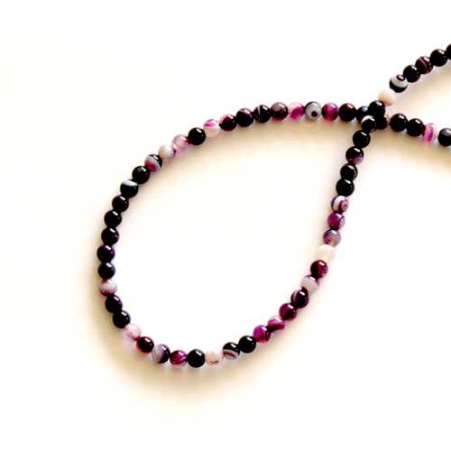 Banded Agate, dyed purple, round, 4mm; per 40cm string - Click Image to Close
