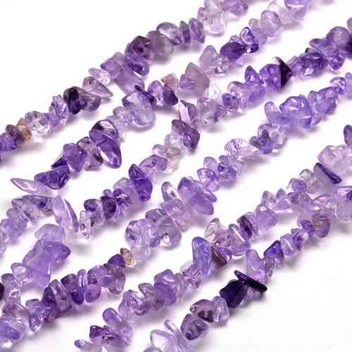 Lavender Amethyst, chips, 5-8mm; per 80cm string - Click Image to Close