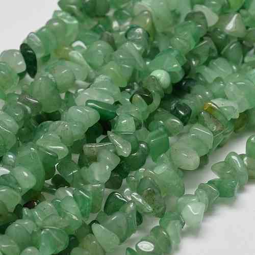 Green Aventurine, chips, 5-8mm; per 80cm string - Click Image to Close