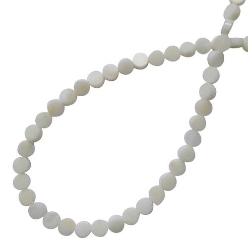 White Jade, flat round, 5mm; per 40cm string