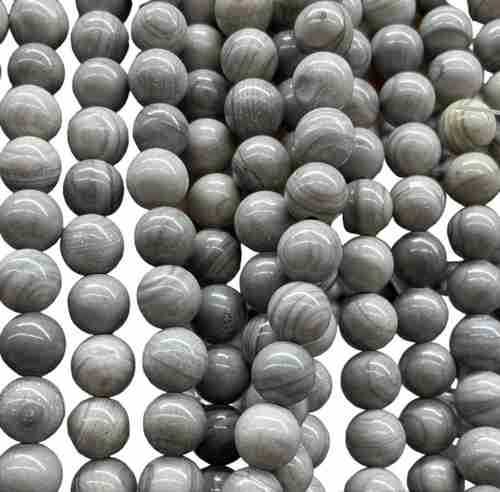 Grey striped Jasper, round, 4mm; per 40cm string - Click Image to Close