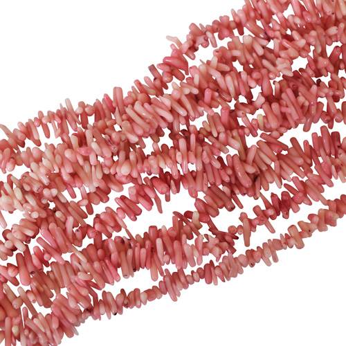 Koraal, takje, 3-5x10-13mm, roze; per streng
