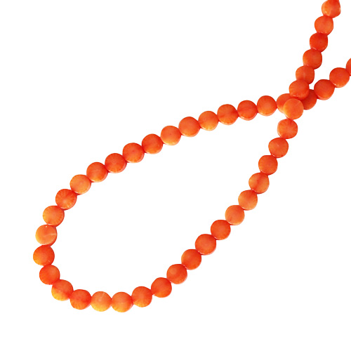 Coral, round flat, 6mm, peach; per 40cm string