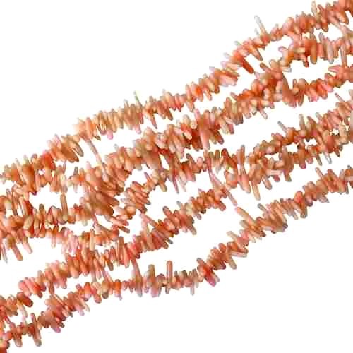 Coral, brench, 3-5x12-15mm, light peach; per string