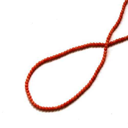 Coral, round, 3mm, oranje - rood; per 40cm string