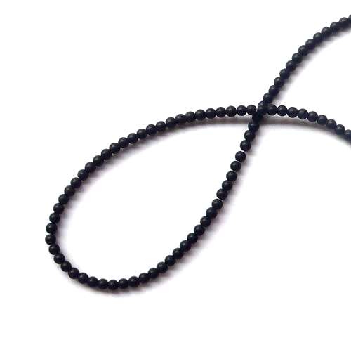 Zwarte Obsidiaan, rond, 4mm, mat; per 40cm streng