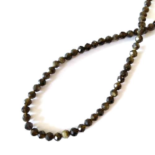 Golden Obsidian, round, 4mm, facetted; per 40cm string