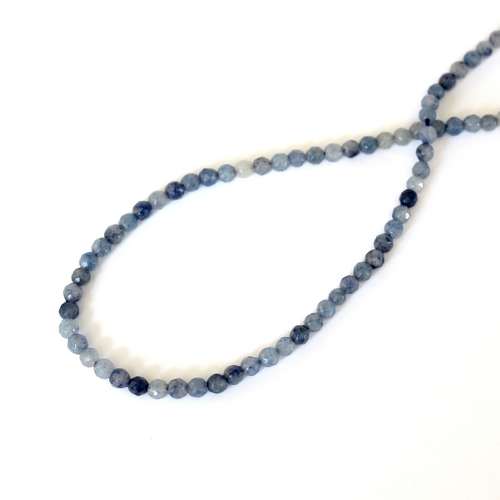 Blue quartz, round, 4mm, facet; per 40cm string