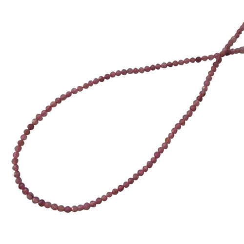 Roze Toermalijn, rond facet, 2mm; per 40cm streng