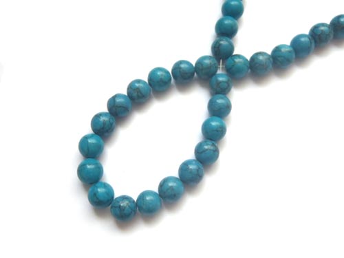 Turquoise, dyed Howlite, round, 10mm; per 40cm string - Click Image to Close