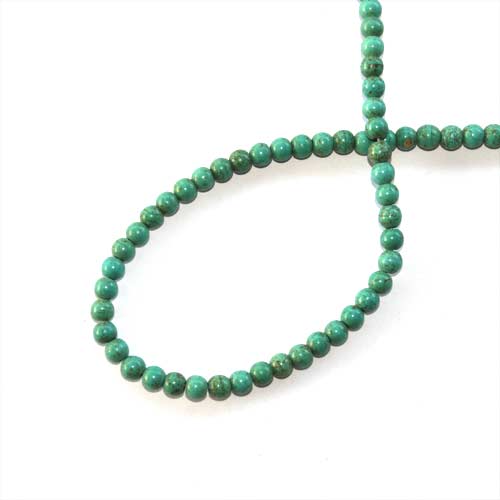 Chinese Turquoise, round, 2mm; per 40cm string