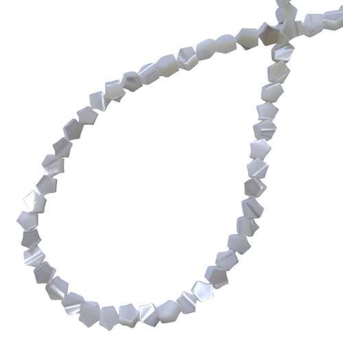 Mother of Pearl, ster, 4mm, wit; per 40cm streng