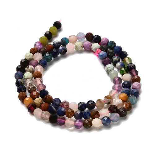 Mix van 4mm edelsteenkralen facet mat; per streng
