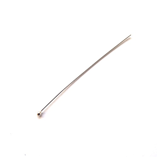 Zilveren nietstift, 4cm, wire 0.5mm, glanzend; per 25 stuks