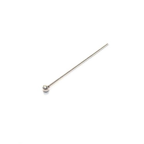 Silver headpin, 5cm, with 3mm boll; per 5 pcs