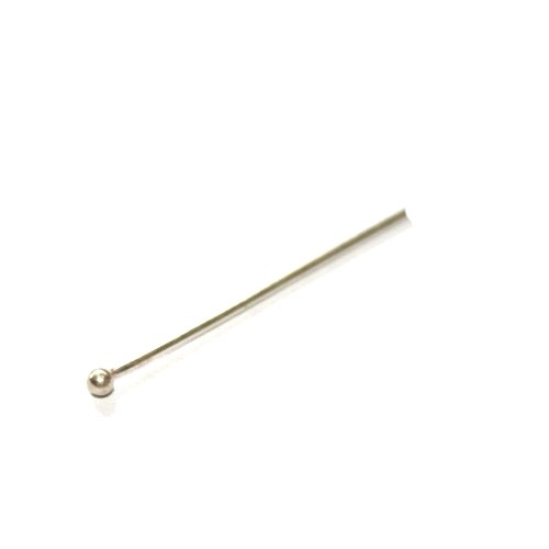 Silver headpin, 5cm, wire 0.7mm, shiny; per 10 pcs