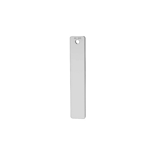 Zilveren label, rechthoek, 4.5x25mm, glanzend; per 5 stuks