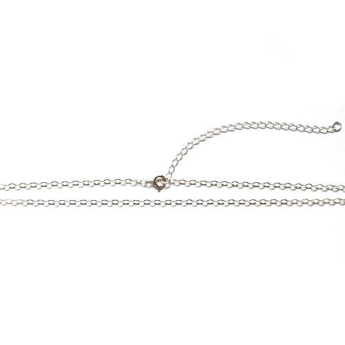 Silver necklace, flat oval, 42cm with extender, shiny; per pc
