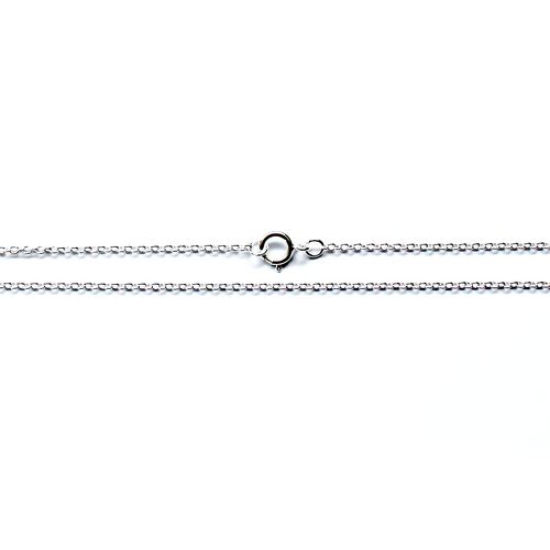 Silver necklace, oval, 1x1.5mm, 45cm, shiny; per pc - Click Image to Close