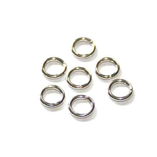 Silver open jump ring, 6mm, wire 1mm, glanzend; per 25 pcs