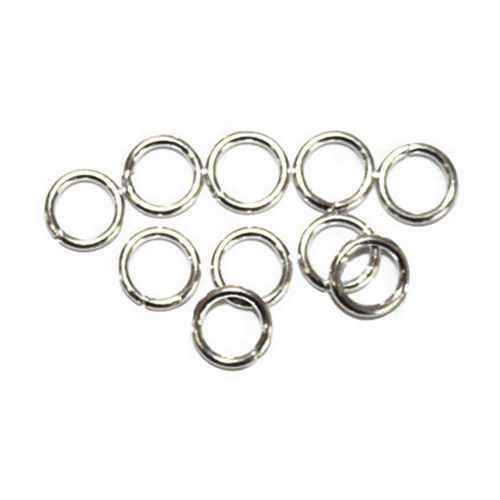 Silver open jump ring, 8mm, wire 1mm, shiny; per 50 pcs