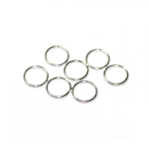 Silver open jump ring, 8mm, wire 0.7mm, glanzend; per 50 pcs