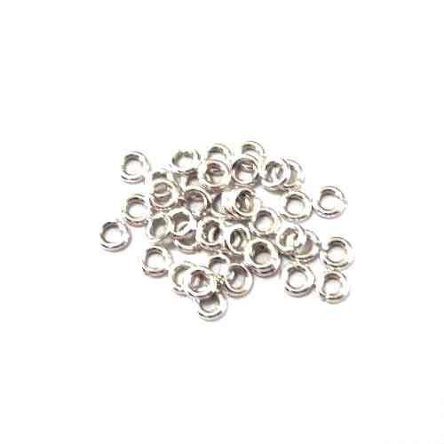 Silver open jump ring, 4mm, wire 0.8mm, shiny; per 50 pcs