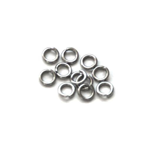 Zilveren open ring 4.5mm, wire 0.8mm, gerhodineerd; per 50 stuks