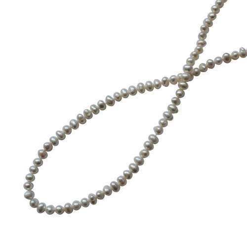 Parel, 3.5-4mm, white off; per streng