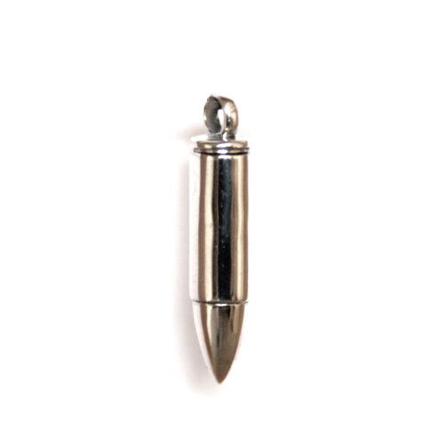 Silver pendant, bullet with screwpart, shiny; per pc