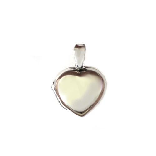 Silver pendant, medallion, heart, 15mm, shiny; per pc