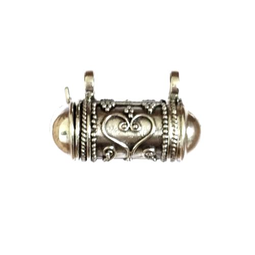 Silver pendant, tube, heart pattern, antique; per pc