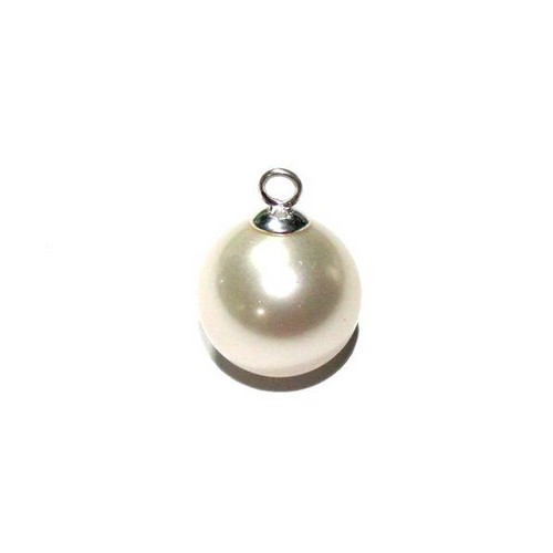 Pearl with silver plain beadcap, 12mm; per 5 pcs