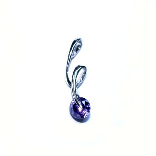 Silver pendant with purple CZ stone; per pc